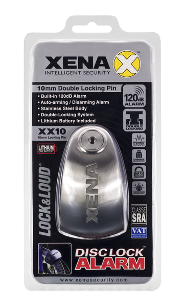  Xena XX10BLE Motorcycle Disc Lock Alarm 304 Stainless Steel  10mm Double Locking Smart Phone Compatible : Automotive